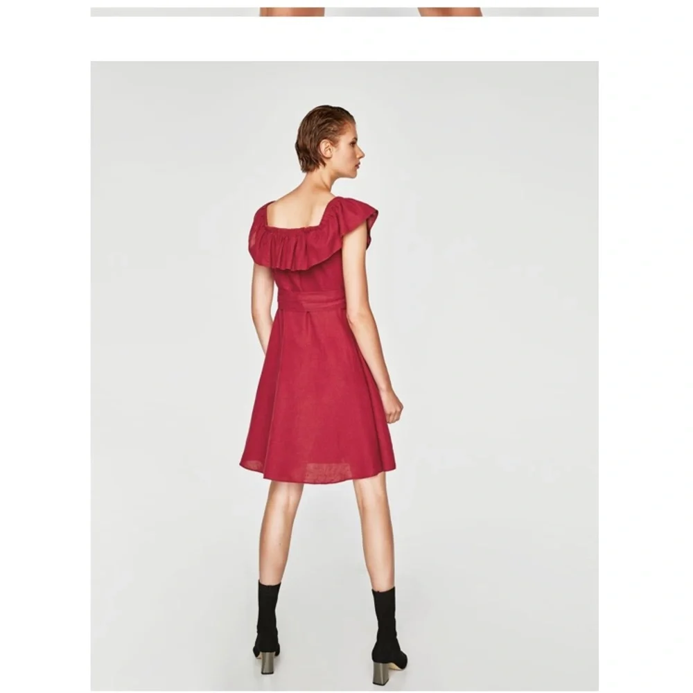 💃🏻 ZARA RUFFLE LINEN BLEND DRESS 💃🏻 - Picture 4 of 9